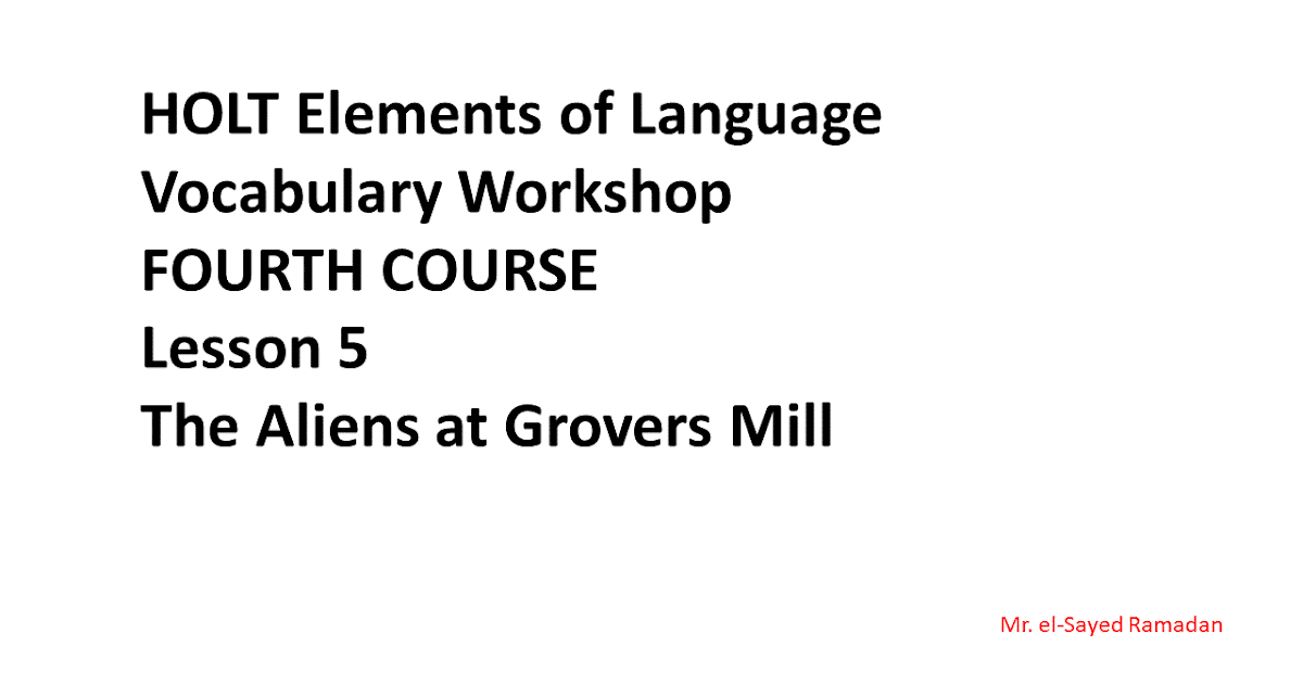 HOLT Elements of Language Vocabulary FOURTH COURSE Lesson 5