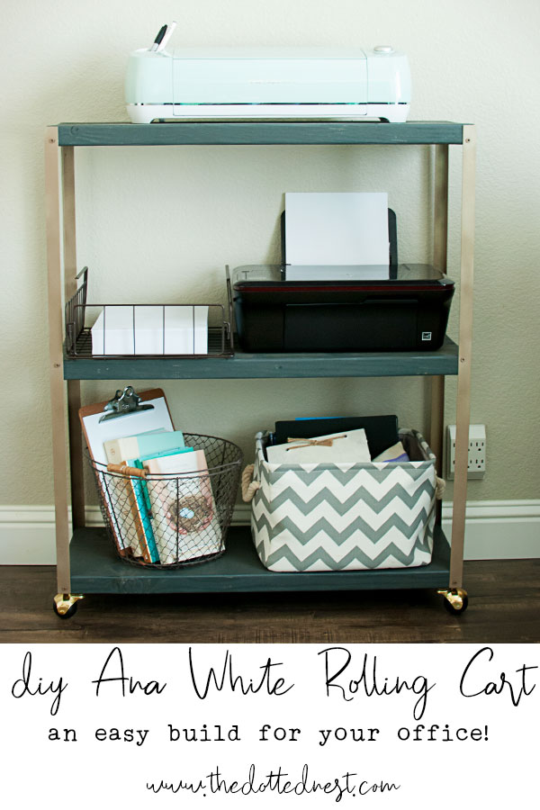 DIY Ana White Gray and Gold Office Rolling Cart
