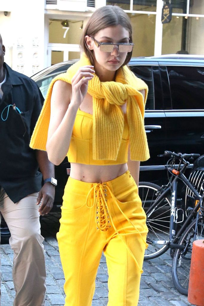 Gigi Hadid Style Fashion in an all Yellow Ensemble in NYC - Celebs ...