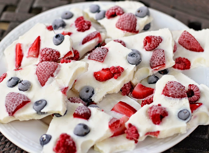 frozen fruit yogurt berry bark - easy recipes for kids