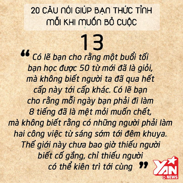 20 câu nói giúp bạn thức tỉnh mỗi khi muốn bỏ cuộc