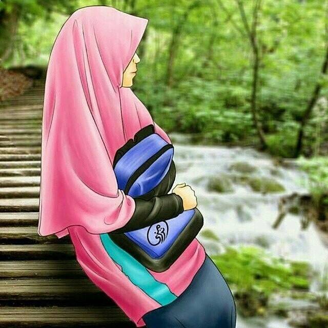 Gambar DP BBM Kartun Hijab Muslimah Bagian Pertama  Tren Kini