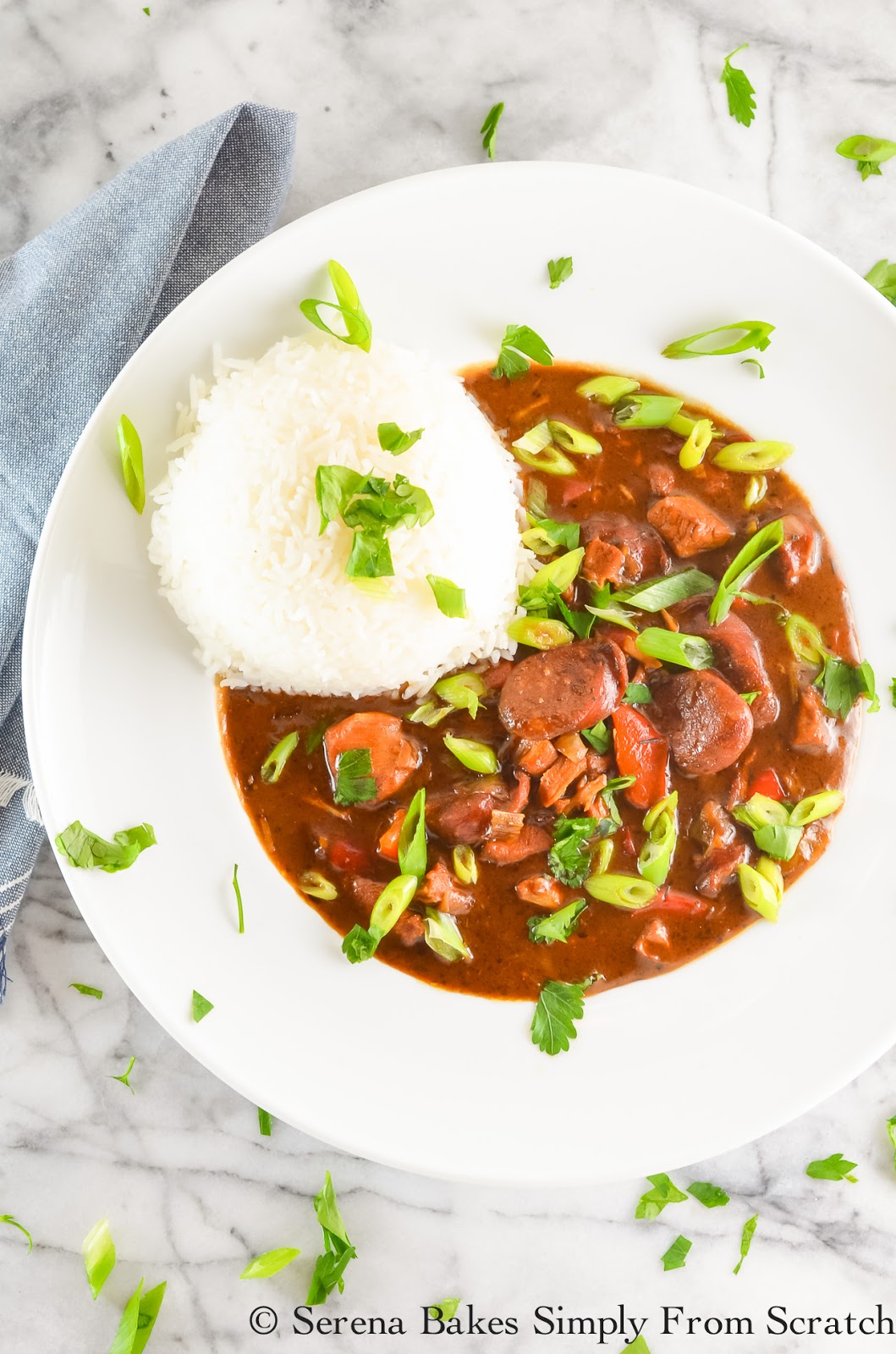 Chicken and Sausage Gumbo is the perfect stick to your bones feel good Southern comfort food.