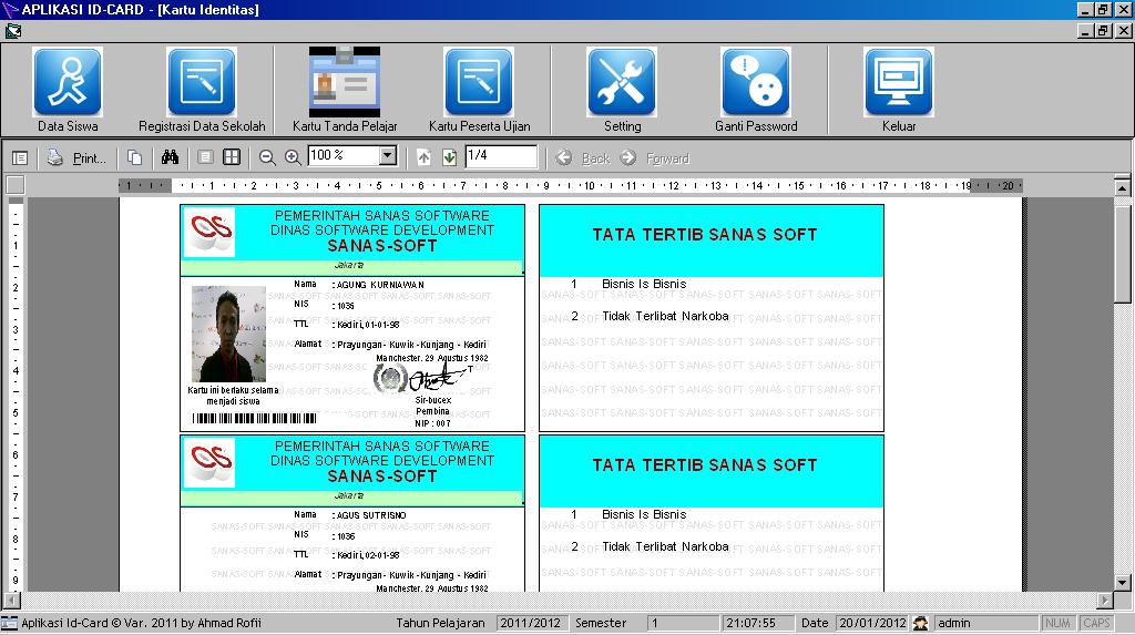 Software Pembuat Kartu Tanda Pelajar SAnAS Software