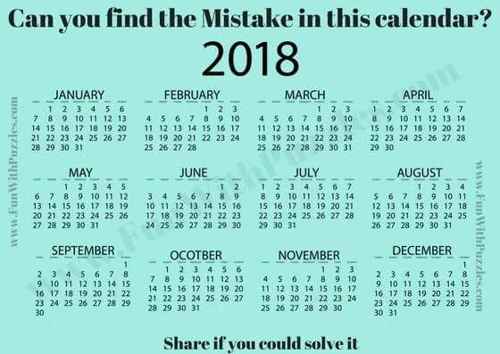 Mistake Puzzle Picture of Calendar
