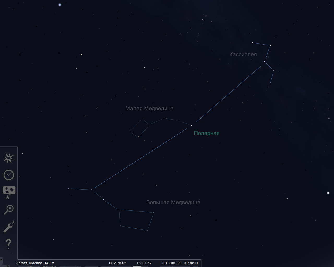 Карта звездного неба большая Медведица и Полярная звезда