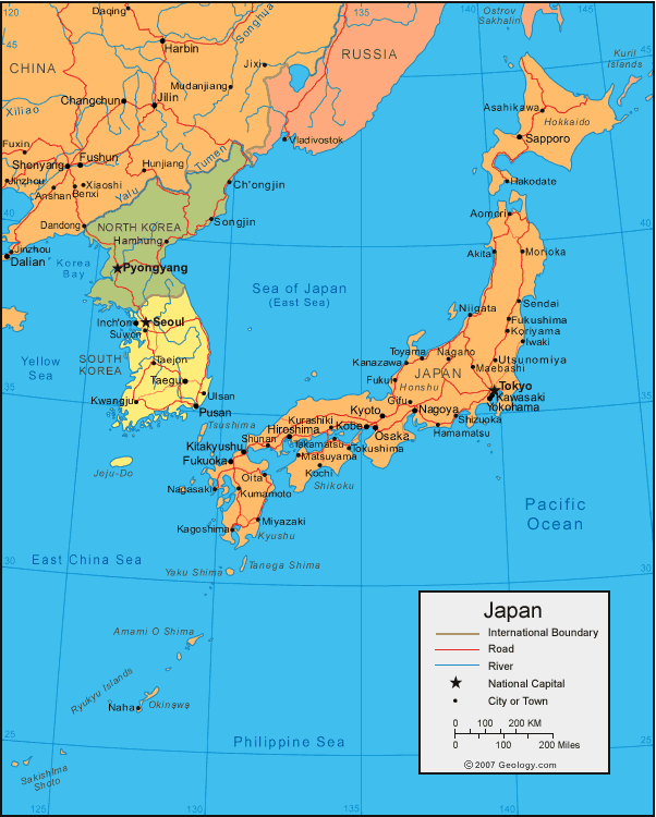 Karta över Japan Regionen | Karta över Sverige, Geografisk, Fysisk