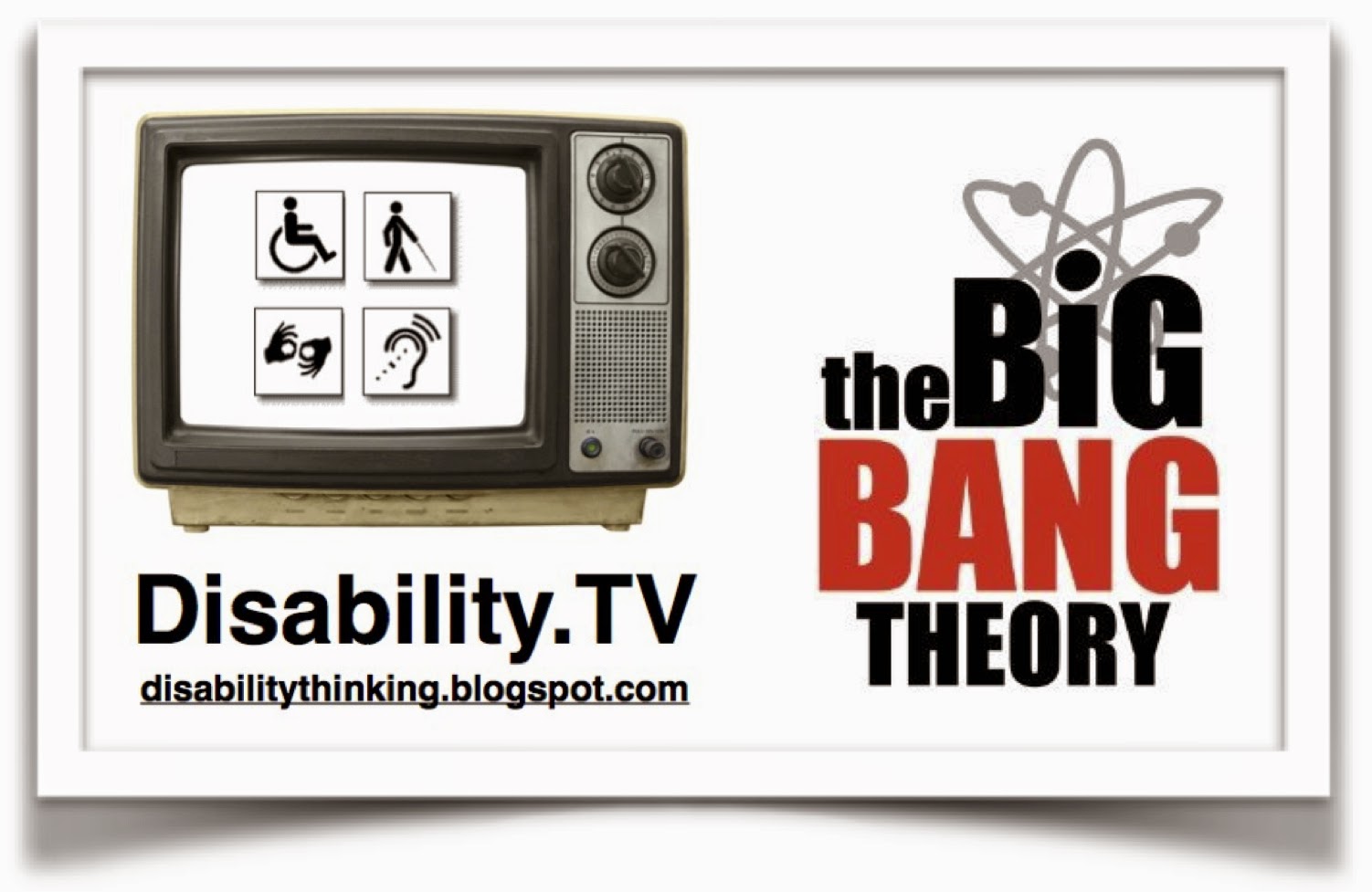 Disability.TV logo on the left, Big Bang Theory logo on the right.
