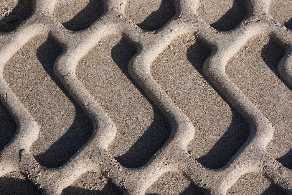 pattern of truck tire in sand