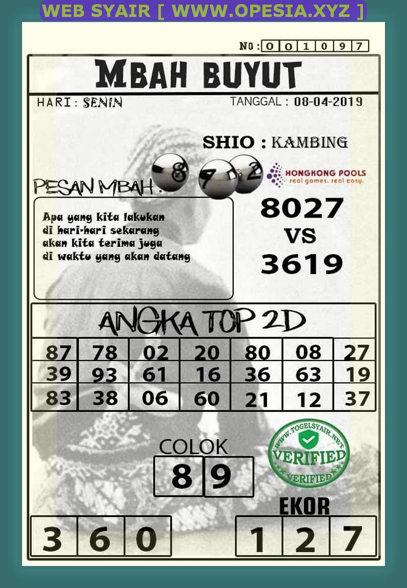 Kode syair hk Senin 8 April 2019 GOsyair SEDIA KODE