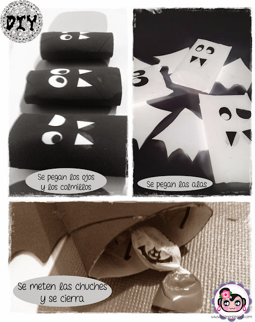 DIY tutorial Cajas para chuches vampiros murciélagos reciclando rollos papel wc @pamonisimayo