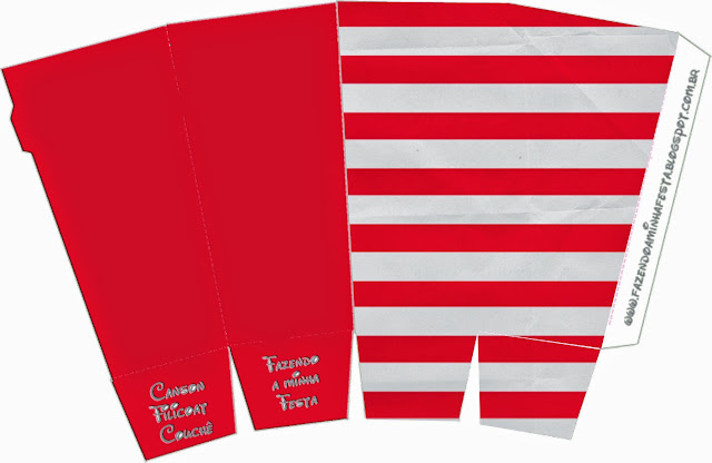Red and White Stripes: Free Printable Wedding Souvenir Boxes.