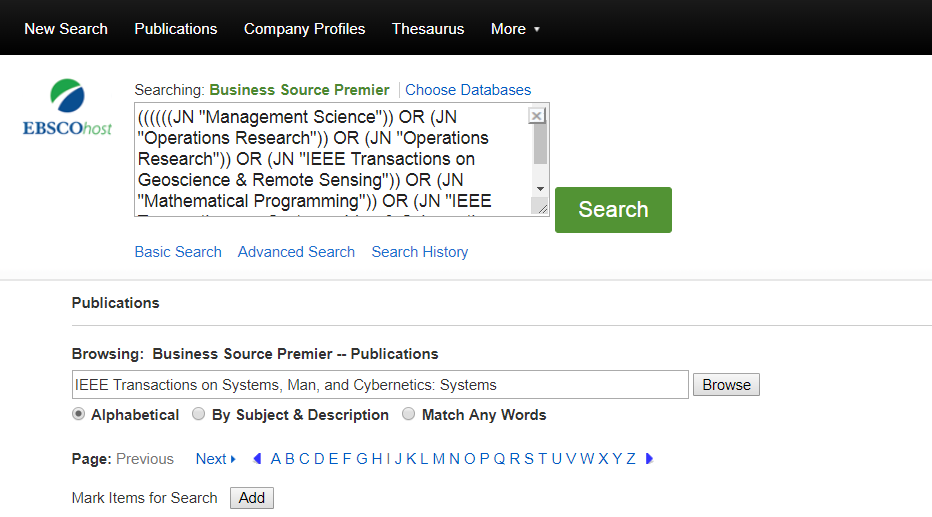 Searching ABS Journals in Business Source Premier