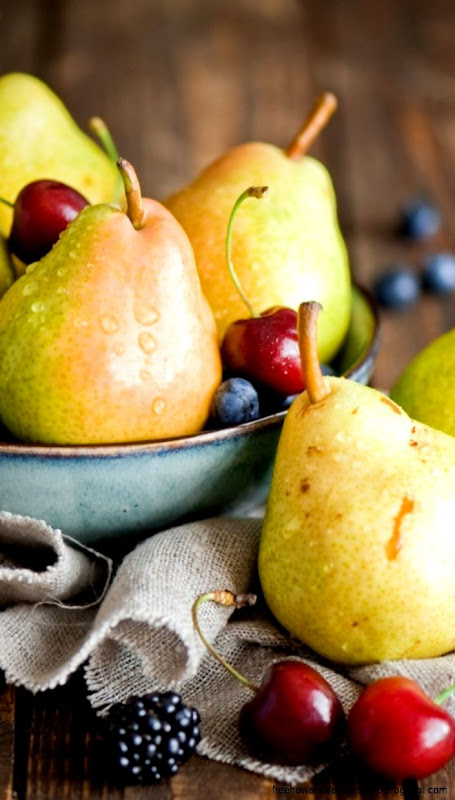 Fruits Berries Pears Cherries Blackberries Towel Wooden Table Hd