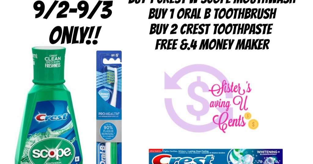 🆓 Crest Mouthwash, Crest Toothpaste & Oral Toothbrush At Walgreen's!!