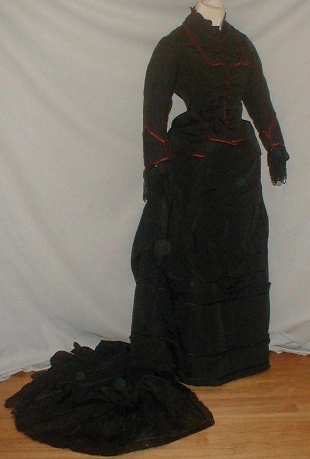 All The Pretty Dresses: Black mid 1880's gown with scarlet details