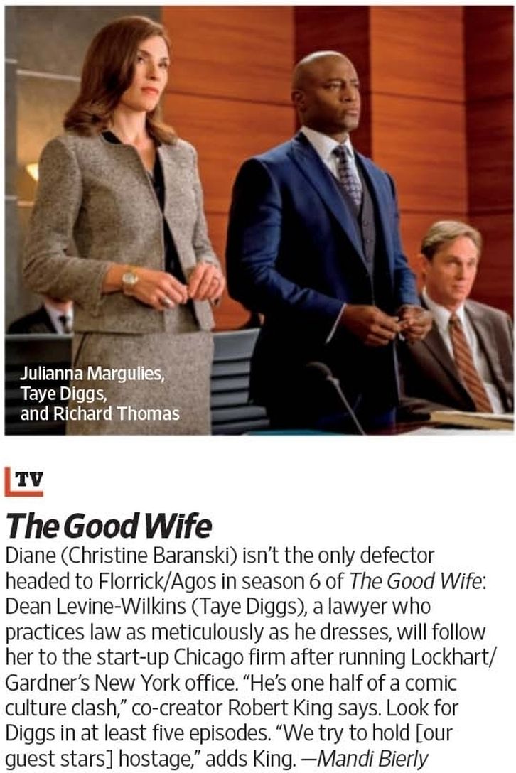The Good Wife - Season 6 - First Look at Taye Diggs
