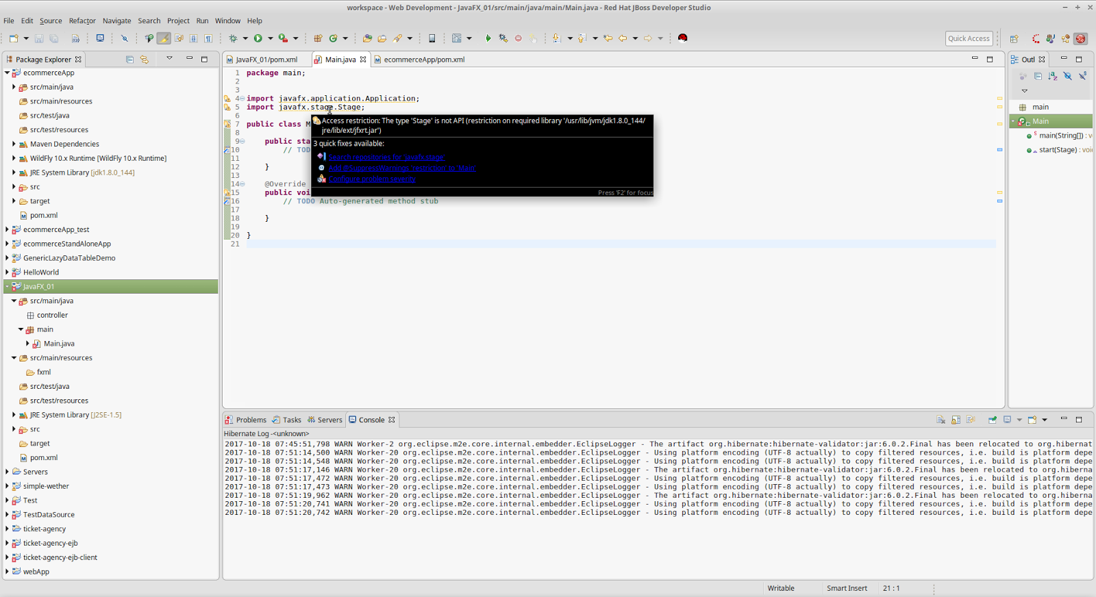 FinalException Access restriction The type 'Application' is not API