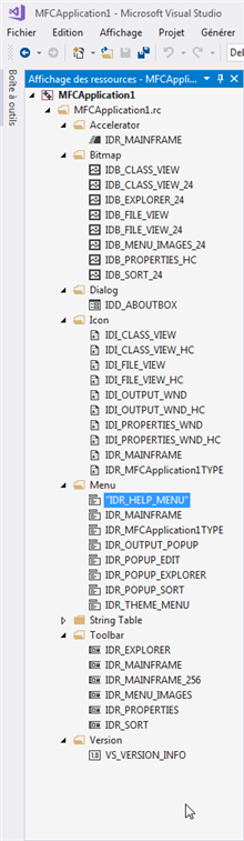 Ressrouces de l'applciation MFC C++