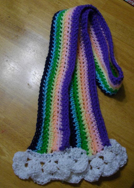 Forget Me Knots: Crochet Rainbow Scarf