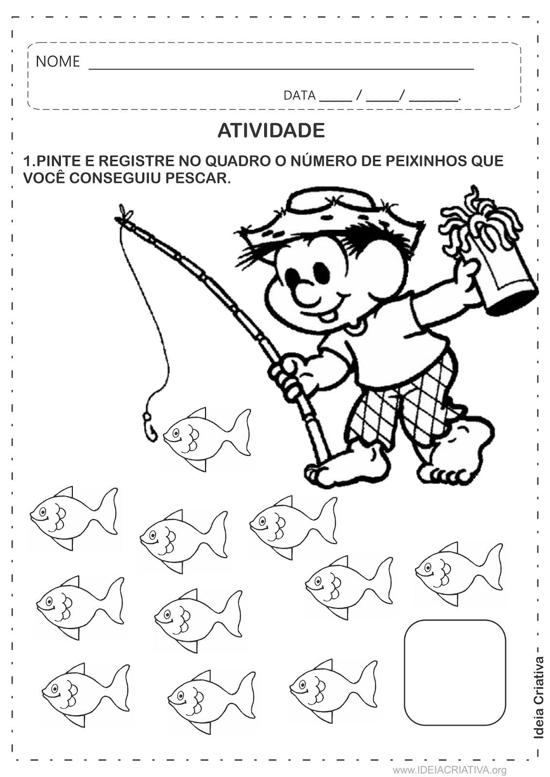 Atividade Chico Bento Pescaria Número e Quantidade Educação Infantil
