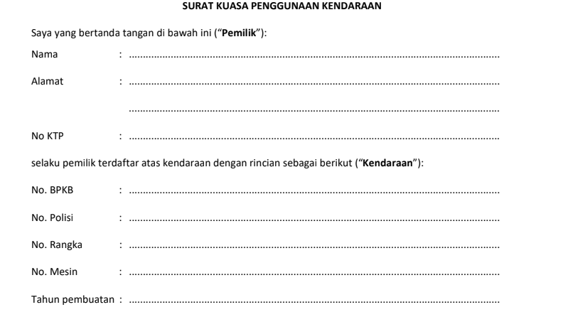 Contoh Surat Kuasa Untuk Grabcar Grabbike Arena Flash