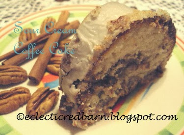Eclectic Red Barn: Sour Cream Coffee Cake Sliced