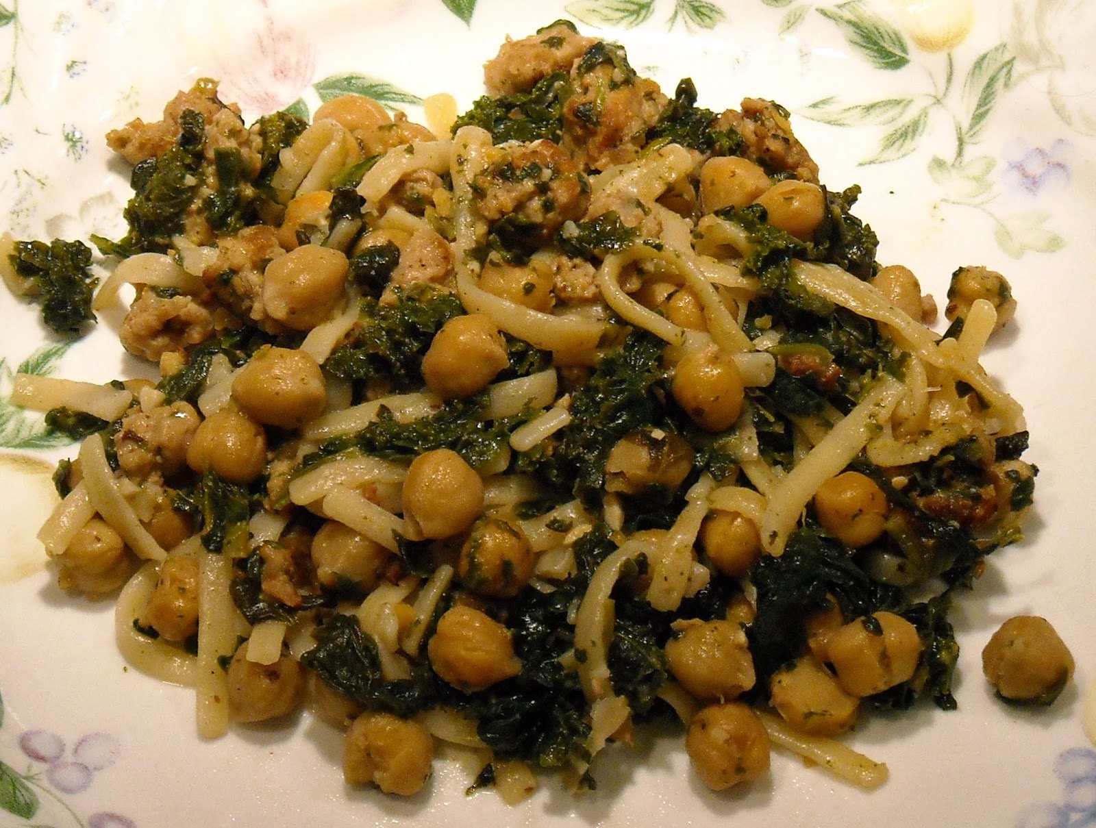 Diabetics Rejoice! Chickpea, Sausage and Kale Pasta