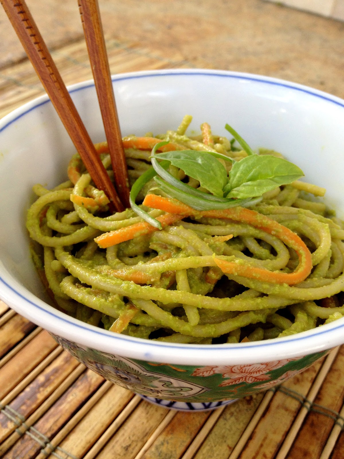 Thai Pesto with Cold Noodles, Carrots and Scallions