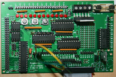 Completed, connected gertboard with jumpers ready for the button.c test program