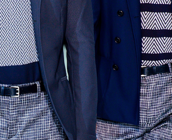 Giorgio Armani Men's Spring Summer 2014 - herringbone textures mixed with squared printed trousers 