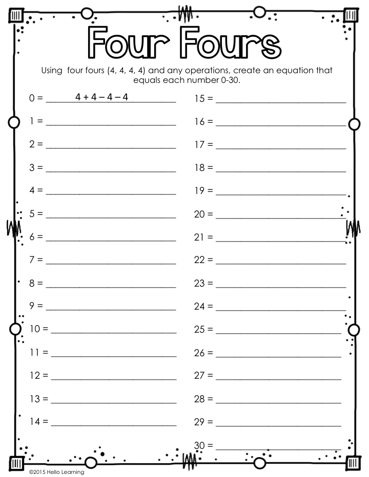 Hello Learning!: Math Challenge- Four Fours