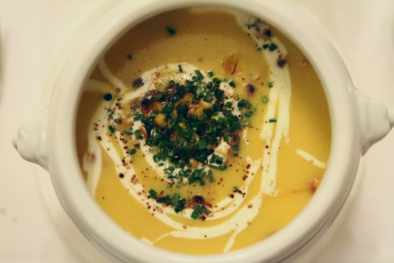 The Savoy grill spiced sweetcorn soup