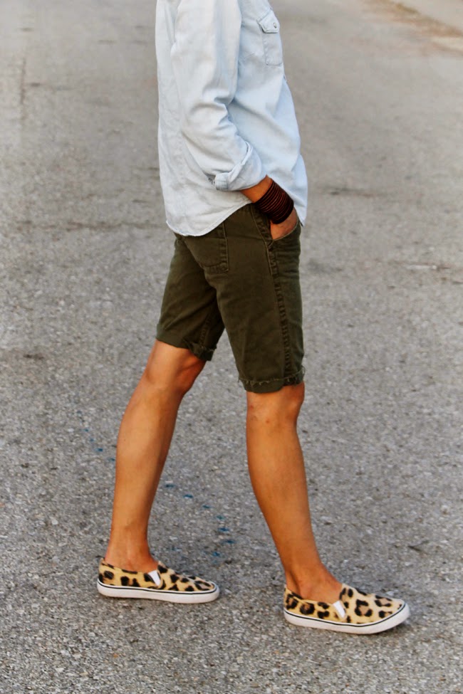What I Wore - DIY Olive Cut-Offs - ONE little MOMMA
