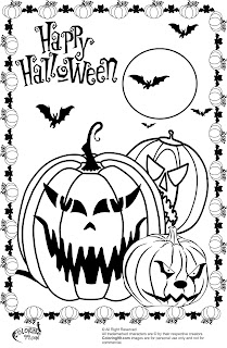 three scary pumpkins coloring pictures for halloween