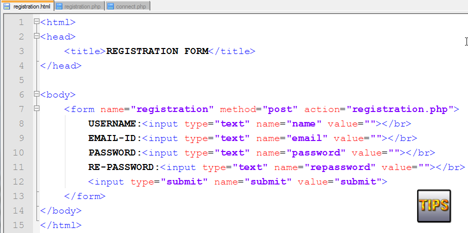 Registration form in PHP with MySQL database