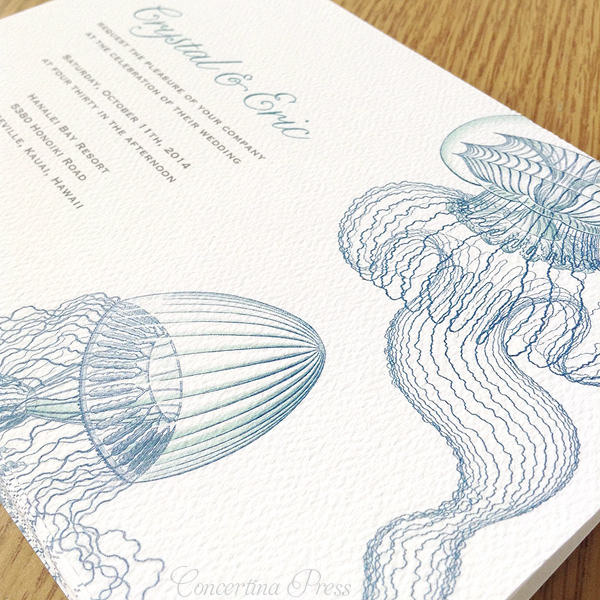 Cape Cod wedding blog photo from Concertina Press - Stationery and Invitations about Jellyfish Save the Dates and Jellyfish Wedding Invitations
