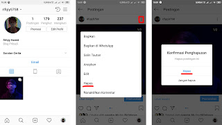 cara hapus foto instagram manual satu persatu