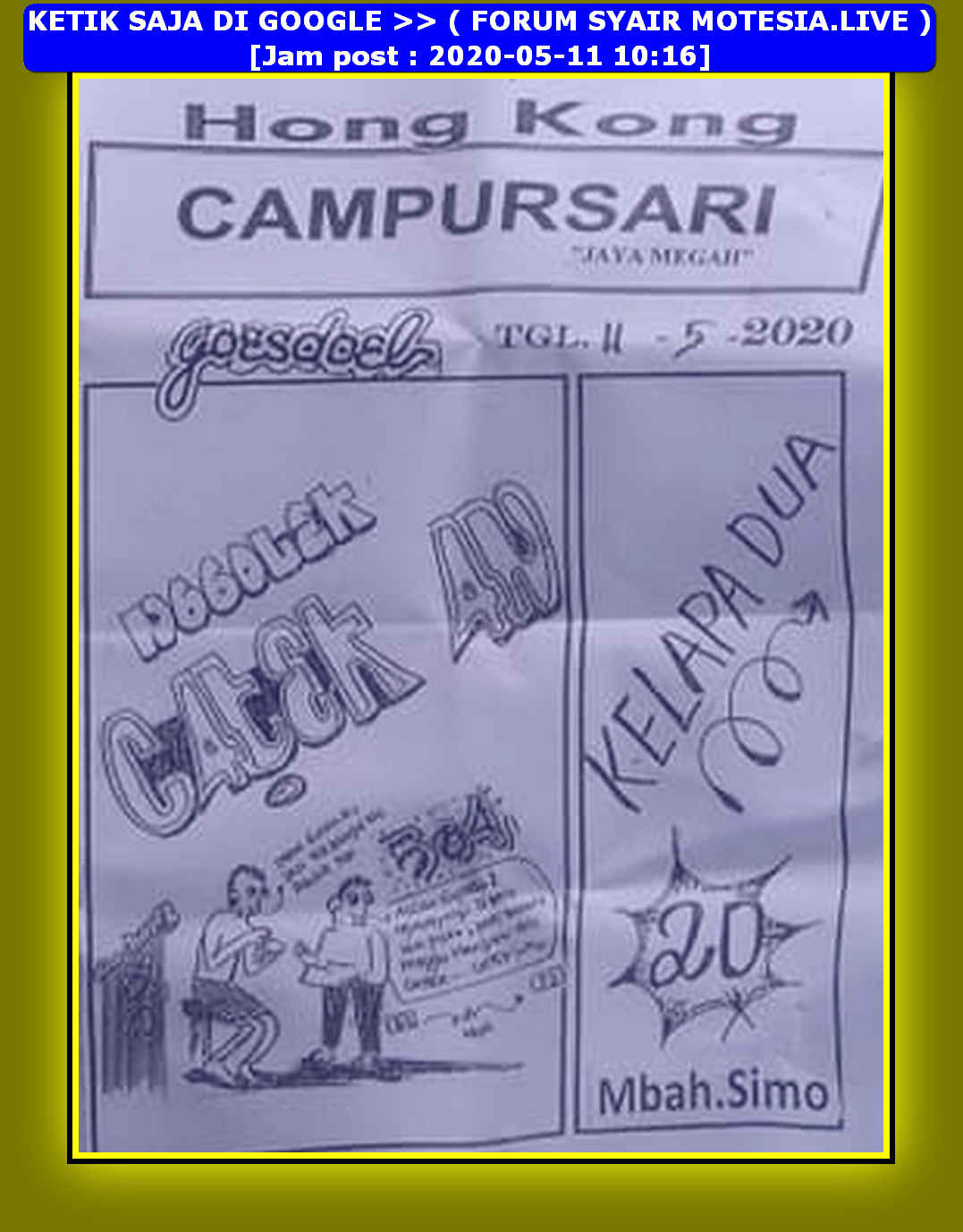 1 New Message Kode Syair Hongkong 11 Mei 2020 Forum Syair Togel Hongkong Singapura Sydney