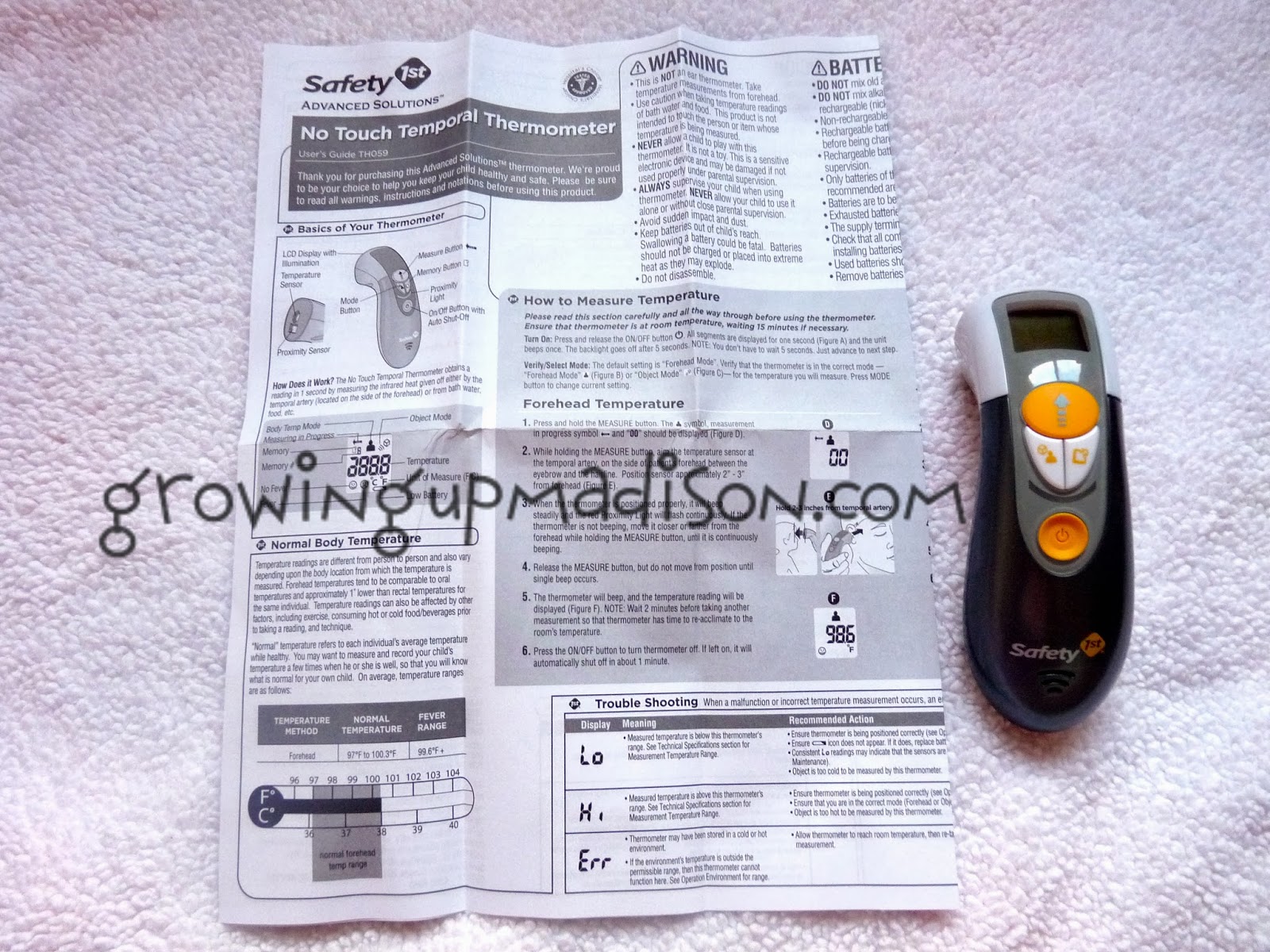 Safety 1st Advanced Solutions No Touch Temporal Thermometer Review and
