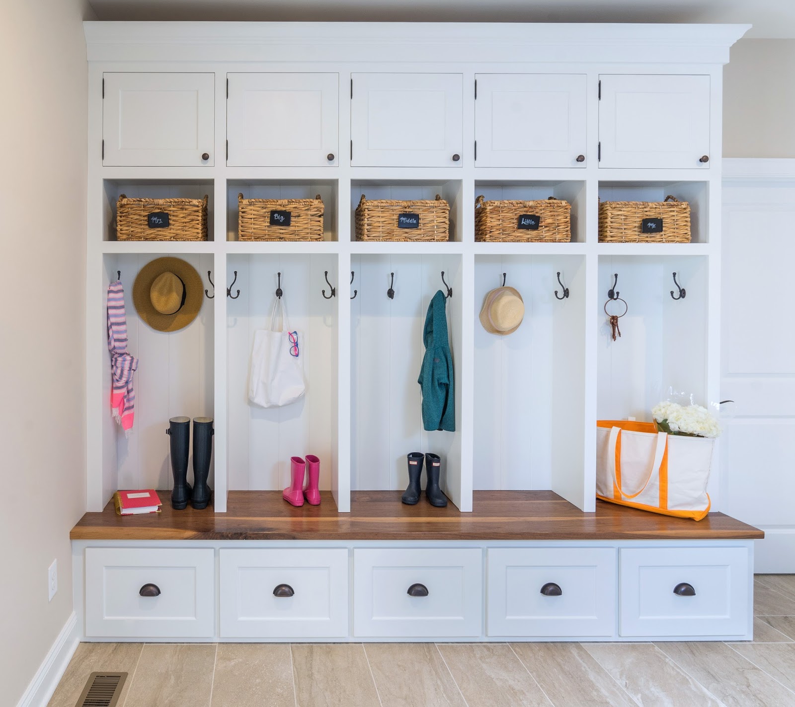 The Penny Parlor Mudroom Cubbies with Superior Renovations