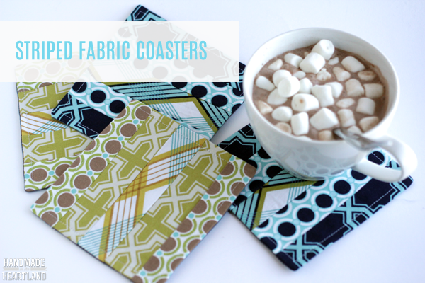 Striped Fabric Sewn Coasters, Great Gift Idea!