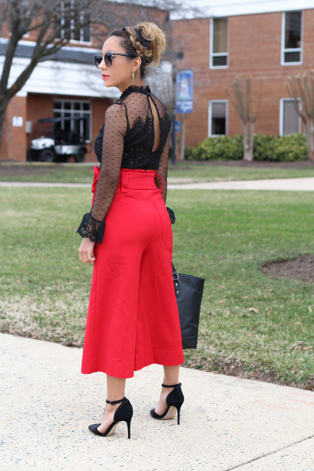 red culottes outfit