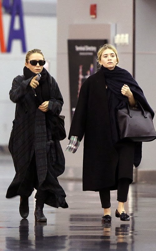 Mary-Kate & Ashley Olsen's Dark Layered Style as They Arrive in NYC ...