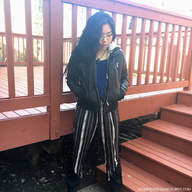 OOTD Stripes for Spring with Black Striped Pants Gamiss Review - Andrea Tiffany A Glimpse of Glam