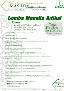 Lomba Menulis Artikel 2016 dari Masjid Agung Banyuwangi Lomba Menulis Artikel 2016 dari Masjid Agung Banyuwangi