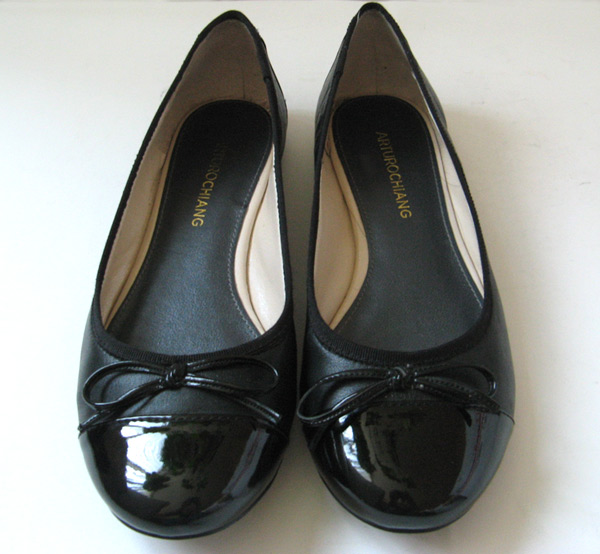BLACK LEATHER BALLET FLAT SHOES WOMENS SIZE 7