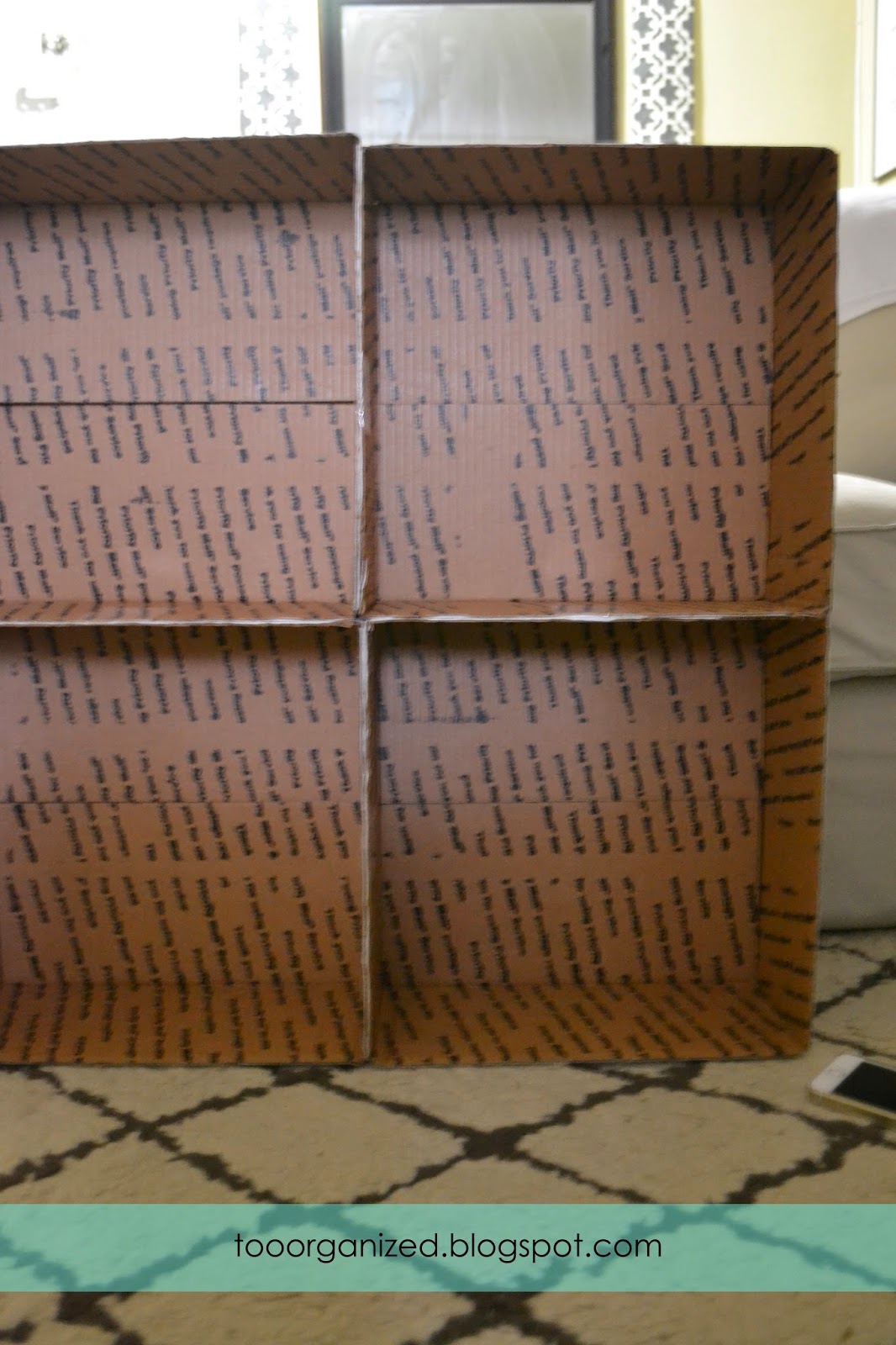 DIY CARDBOARD SHELF TOO ORGANIZED