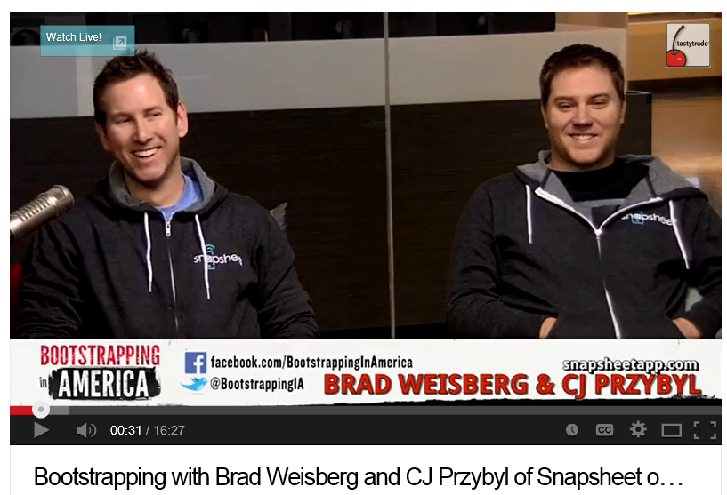Hindsight SNAPSHEET COFOUNDERS BRAD WEISBERG AND CJ PRZYBYL