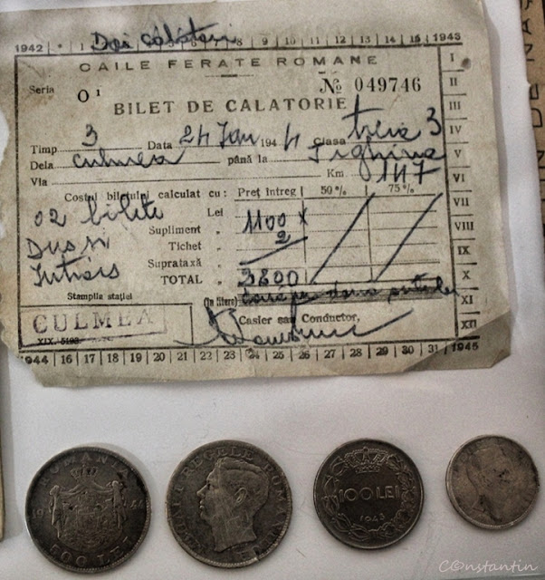 Muzeul din Avdarma - bilet de călătorie și monede cu chipul Regelui Mihai-Regatul Romaniei - blog FOTO-IDEEA